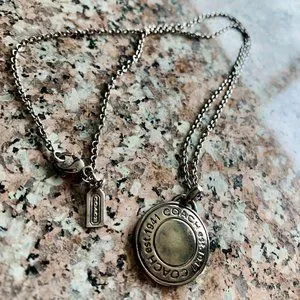 Coach | Jewelry | Coach Sterling Silver Logo Pendant Necklace 8 Chain ...
